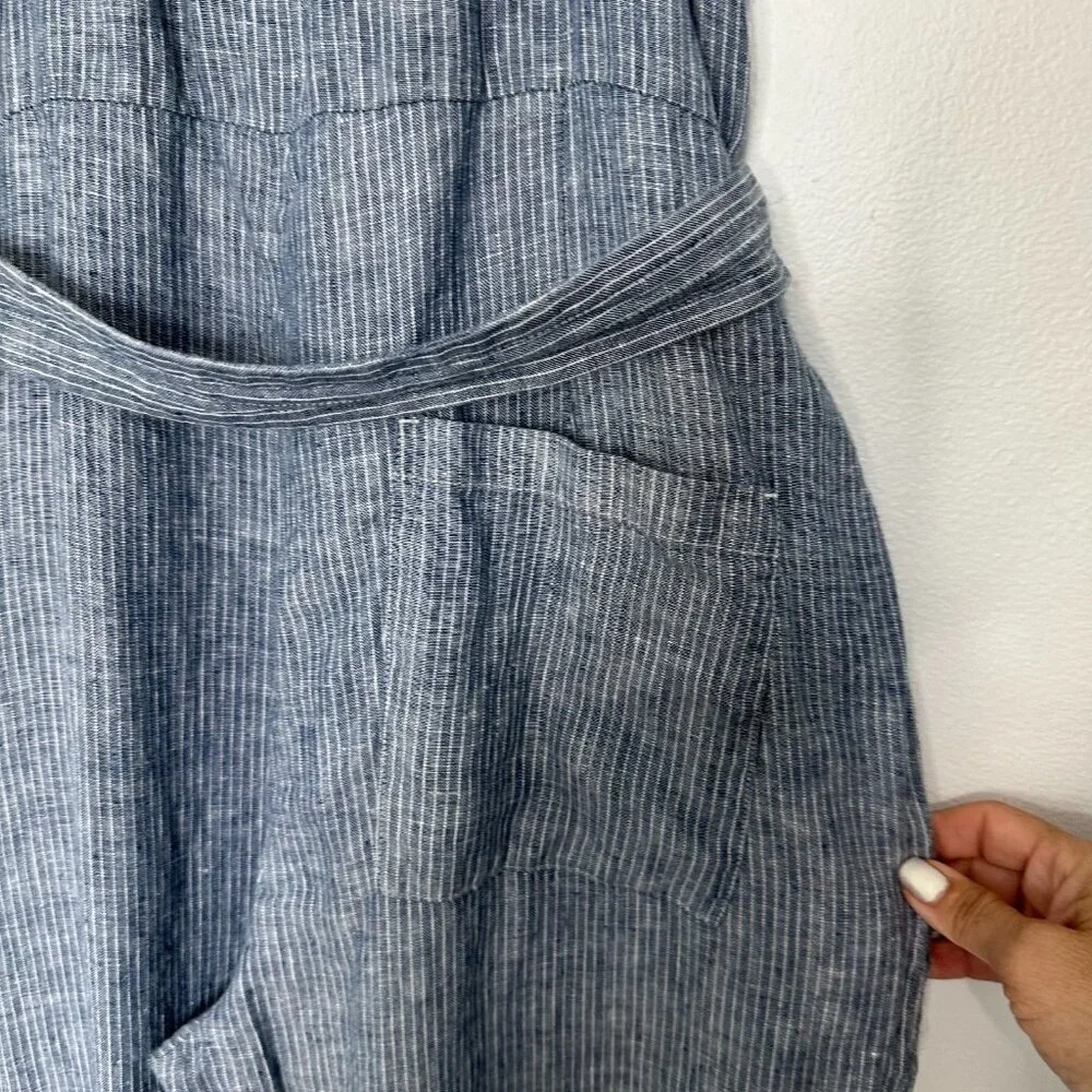 Everlane Linen Jumpsuit‎ Blue Pinstriped Size 0